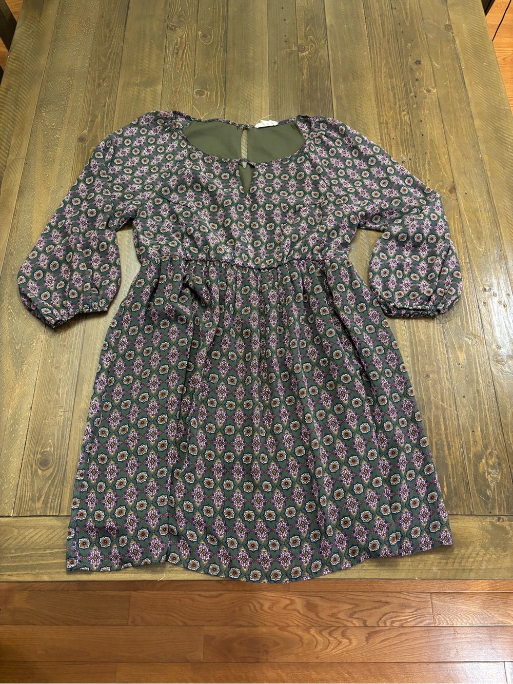 Entro Green Floral Mini Dress with Smocked Waist